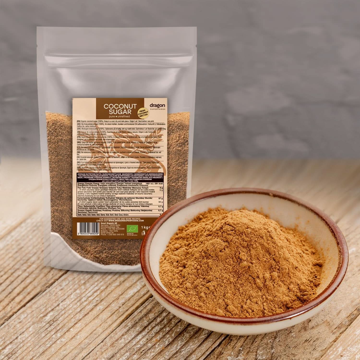 Zucchero di cocco-100% biologico, non raffinato, 1 Kg Dolcificanti Naty Shop