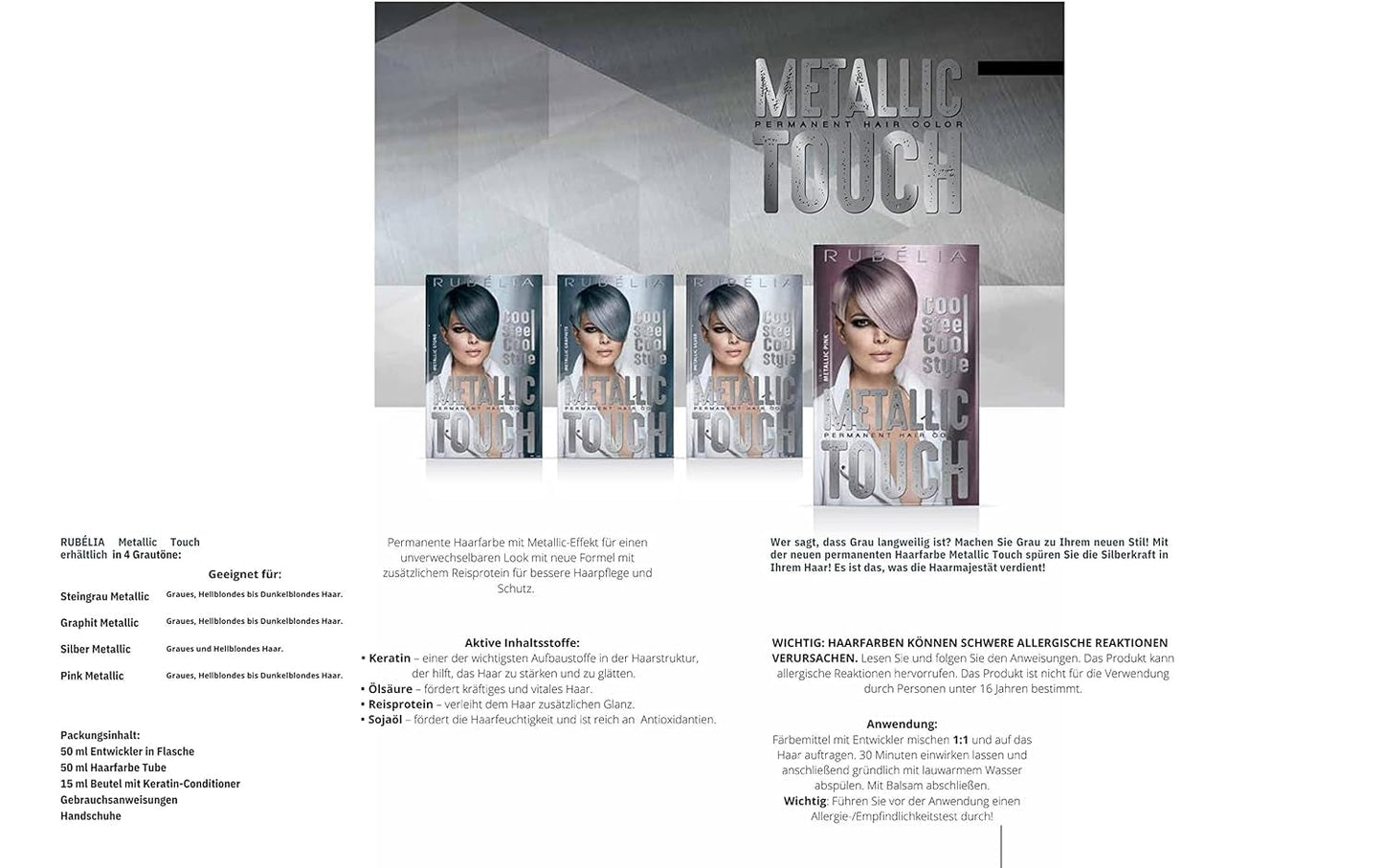 Tintura permanente per capelli Metallic Touch - Argento Metallico, 1 confezione - 115 ml Tinture per capelli Naty Shop