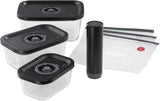 Set sottovuoto Küchenprofi EASYFRESH | Set di 7 pezzi | 1x pompa per vuoto elettrica, 1x vaso per sottovuoto S, M e L, 3x sacchetti per sottovuoto 22x21 cm | vetro borosilicato, plastica di alta qualità | preparazione e conservazione Scatole per la conservazione degli alimenti Naty Shop Set aspirapolvere 7 pezzi
