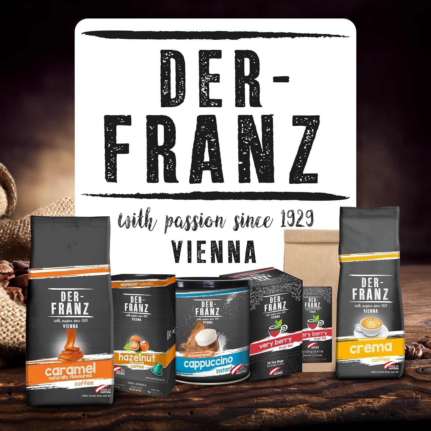DER-FRANZ Kaffee Crema, Intensità 4/5, 100% Arabica, ganze Kaffeebohnen, 3 x 500 g