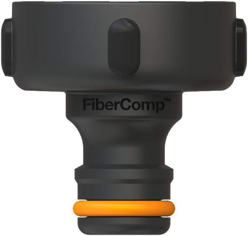Fiskars Connettore per rubinetto, per rubinetti, Ø 21mm (G 1/2"), FiberComp, misura universale, 10g, Nero/Arancione, 1027053