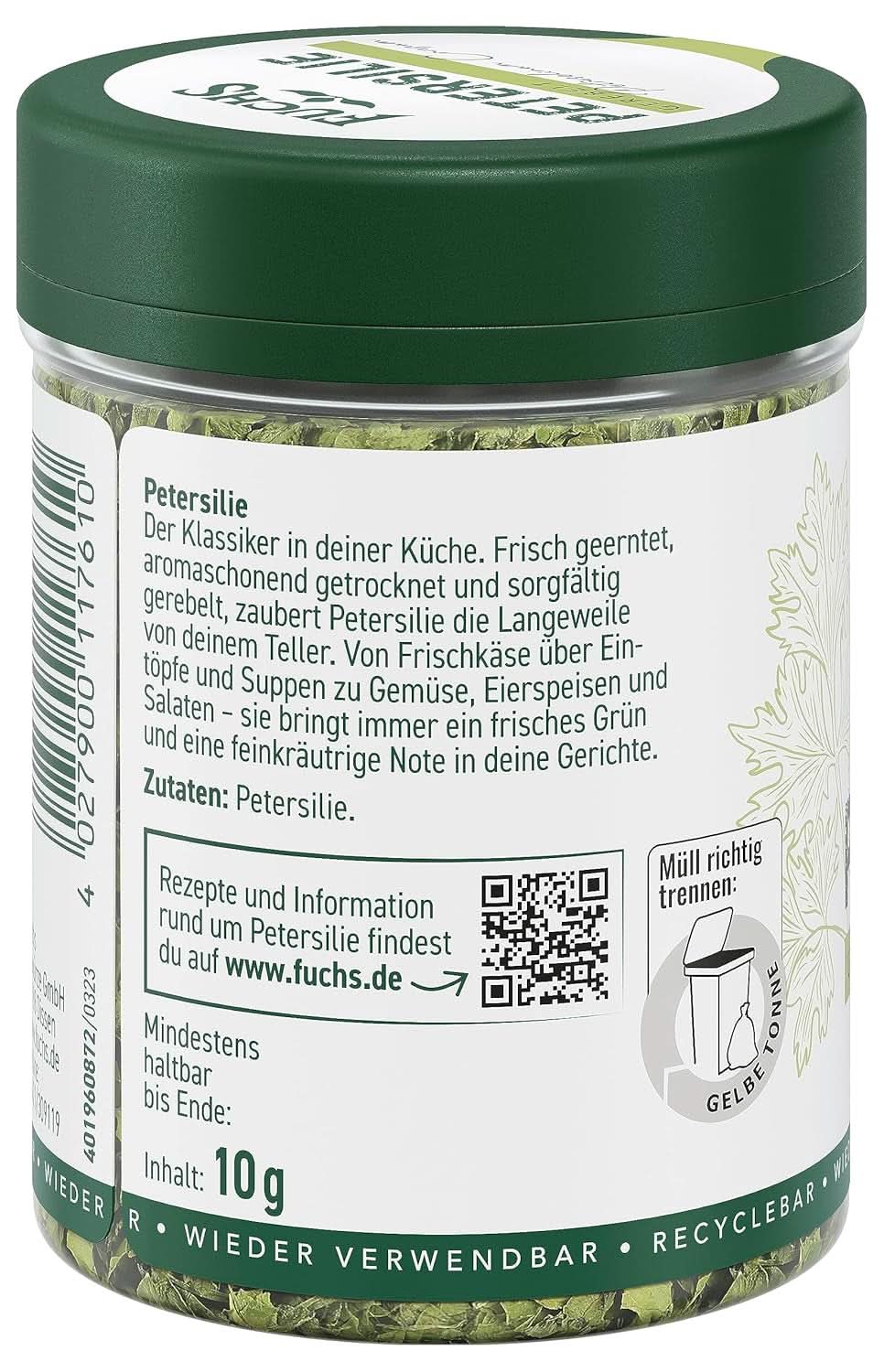Fuchs - Prezzemolo strofinato - Aroma alle erbe per piatti a base di uova, verdure e insalate - 10 grammi Condimenti Naty Shop