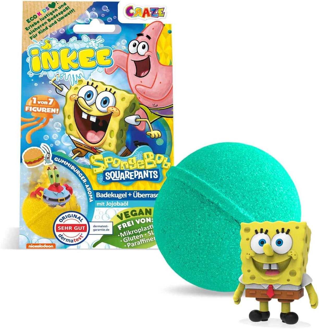 INKEE Bomba da bagno per bambini Spongebob Surprise Spongebob Squarepants da collezione 80 grammi Naty Shop Bomba da bagno Spongebob Surprise