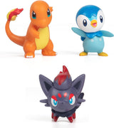 Pronti per la battaglia Pokémon! Set di personaggi da 6 pezzi - Ash da 11,4 cm e Pikachu che lancia, Charmander da 5,1 cm, Rowlet, Piplup, Zorua - Licenza ufficiale - Regalo di Pasqua per bambini, ragazzi e ragazze Action Figure Naty Shop