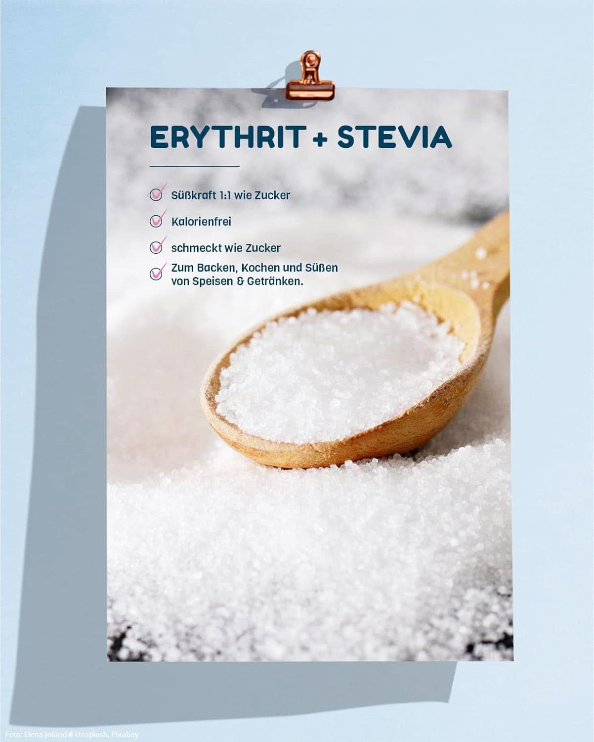 SENZA ZUCCHERO, Eritritolo + Stevia Sostituto naturale dello zucchero senza calorie Dolcezza 1:1 rispetto allo zucchero, senza aroma, 4,5 Kg Dolcificanti Naty Shop
