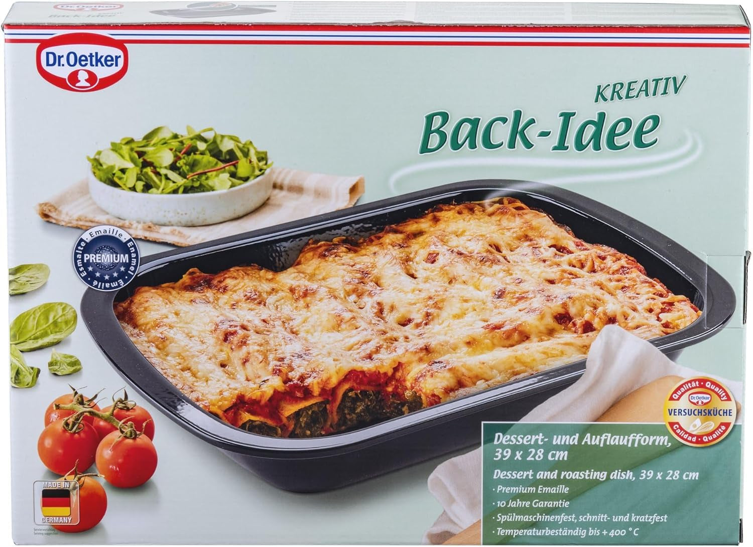 Dr. Oetker Back-Idee Kreativ Dessert- Und Auflaufform Aus Enamelle, 39.5 X 28 X 6.5 Cm– Hitzebeständig Bis 400°C, Schnittfest, Kratzfest, Induktionsgeeignet, Schwarz Stampi e teglie Naty Shop