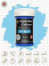 Colorante alimentare Sugarflair Paste Pastel Sky Blue, colorante alimentare per pasta, per fondente e marzapane, colori concentrati Spectral - 25 g
