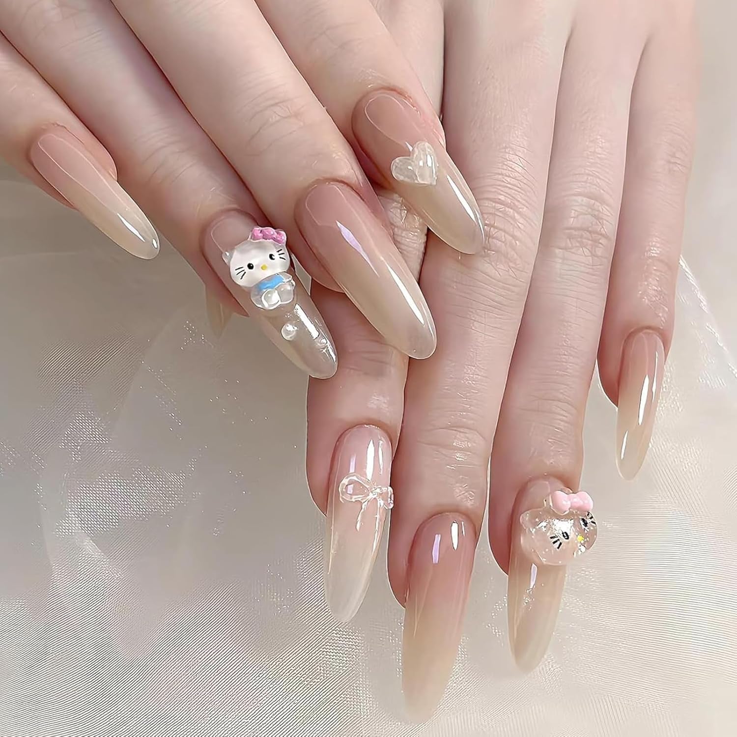 Adesivi per unghie gatto 3D, glitter per unghie, paillettes, adesivi per unghie in resina, gemme per unghie, diamanti per nail art, incluso bastoncino di cera per unghie con strass (Gatto colorato)