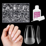 Unghie finte corte Ballerina 500 pezzi Colla su 12 misure Unghie artificiali Punte per unghie corte in gel morbido con copertura completa per unghie in gel Corte S