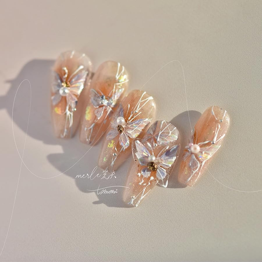 JMEOWIO 3D Nagelsticker Schmetterling Nail Art Sticker Self-klebend Nagelaufkleber 5D Stereoscopico Decorazione Nageldesign Zubehör 1 Blatt