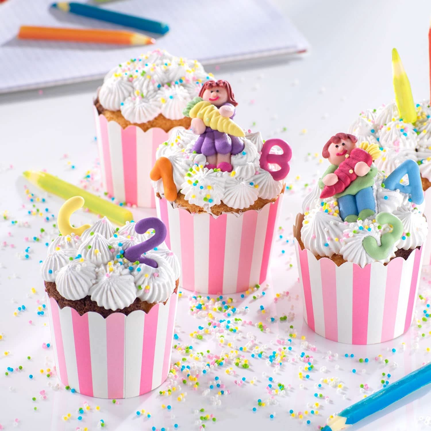 Günthart, 8 figurine di zucchero per l'inizio della scuola e delle lettere, 115 grammi Sprinkles Naty Shop