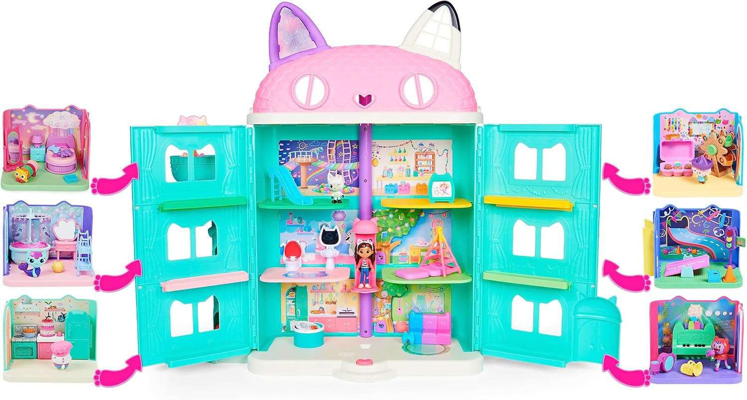 Camera Deluxe della Casa delle Bambole di Gabby, Sala Giochi Purr-Ific, Sala Giochi con Macchinina Carlita, 2 Mobili e 2 Scatole a Sorpresa con Accessori, Adatta a partire dai 3 Anni Naty Shop Dollhouses