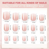 Set di 240 unghie quadrate sfumate, unghie artificiali sfumate bianche nude per colla con penna a olio, unghie finte naturali medie ombre per donne fai da te (Nude Square)