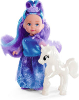 Simba Evi, la principessa della fantasia dell'amore, con abito da favola e unicorno scintillante, bambola da gioco da 12 cm, dai 3 anni in su