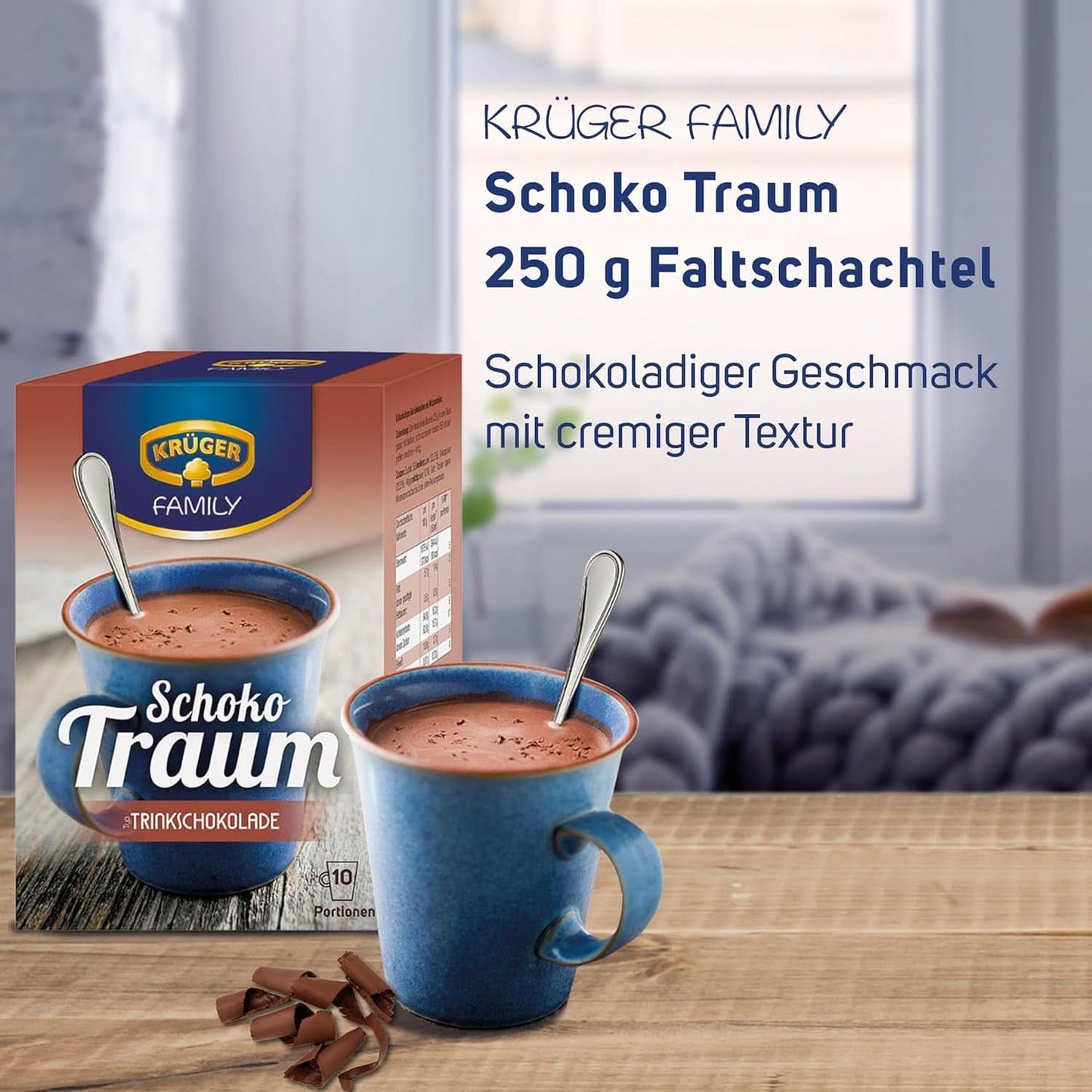 KRÜGER Family, Cacao in polvere per cioccolata calda, 8 scatole x 10 buste, 8 x 250 grammi Cacao e Cioccolata Calda Naty Shop