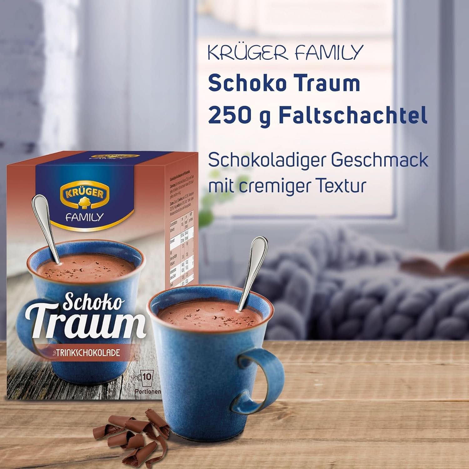 KRÜGER Family, Cacao in polvere per cioccolata calda, 8 scatole x 10 buste, 8 x 250 grammi Cacao e Cioccolata Calda Naty Shop