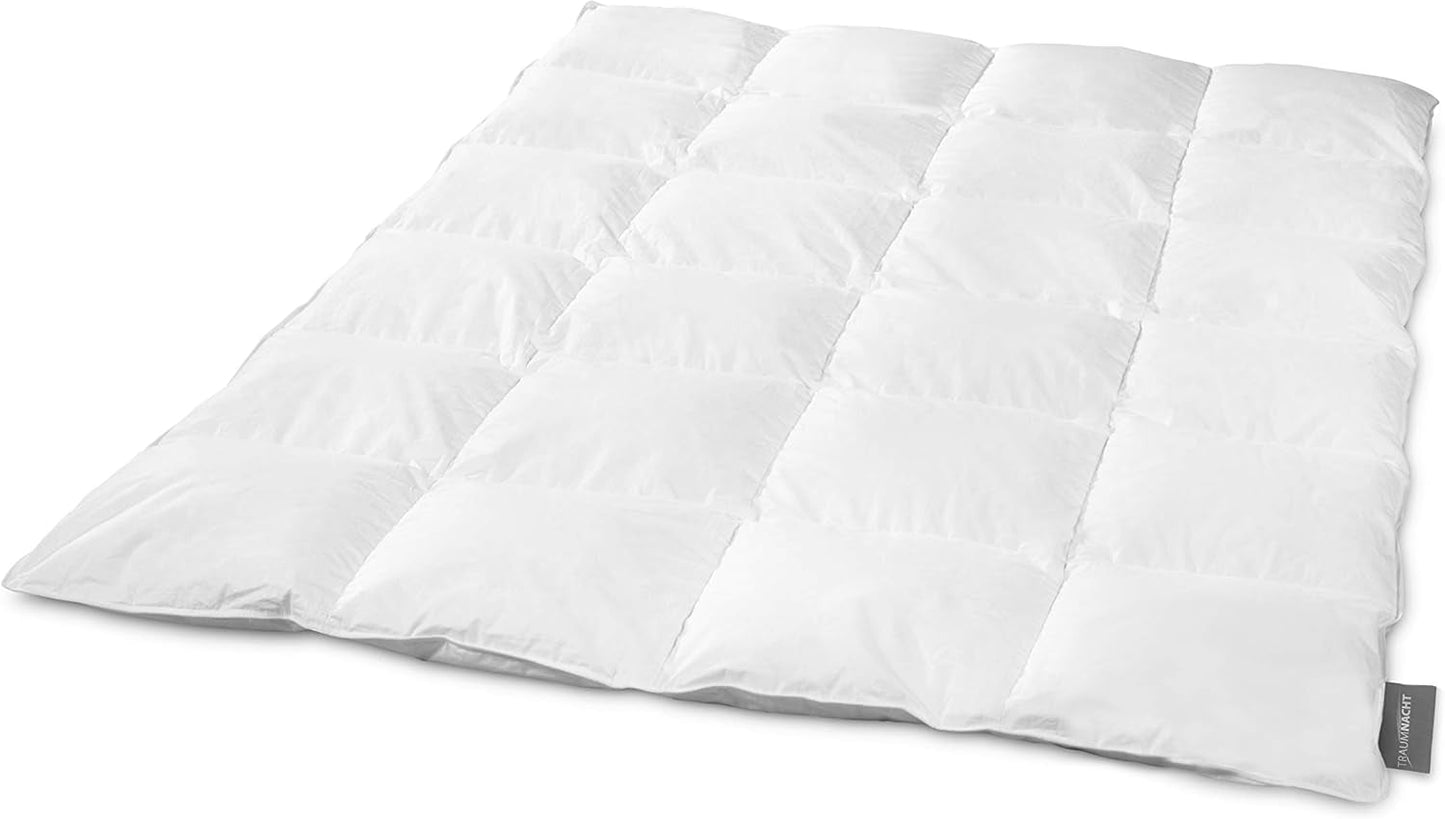 Traumnacht Basic Piumino leggero con nuova piuma bianca (60%) e piume (40%), DIN EN 12934, 135 X 200 cm, certificato Down Pass e Oeko-Tex, prodotto secondo lo standard di qualità tedesco Trapunte e trapunte Naty Shop 60% piumino / 40% piume Calda coperta invernale 155 X 220