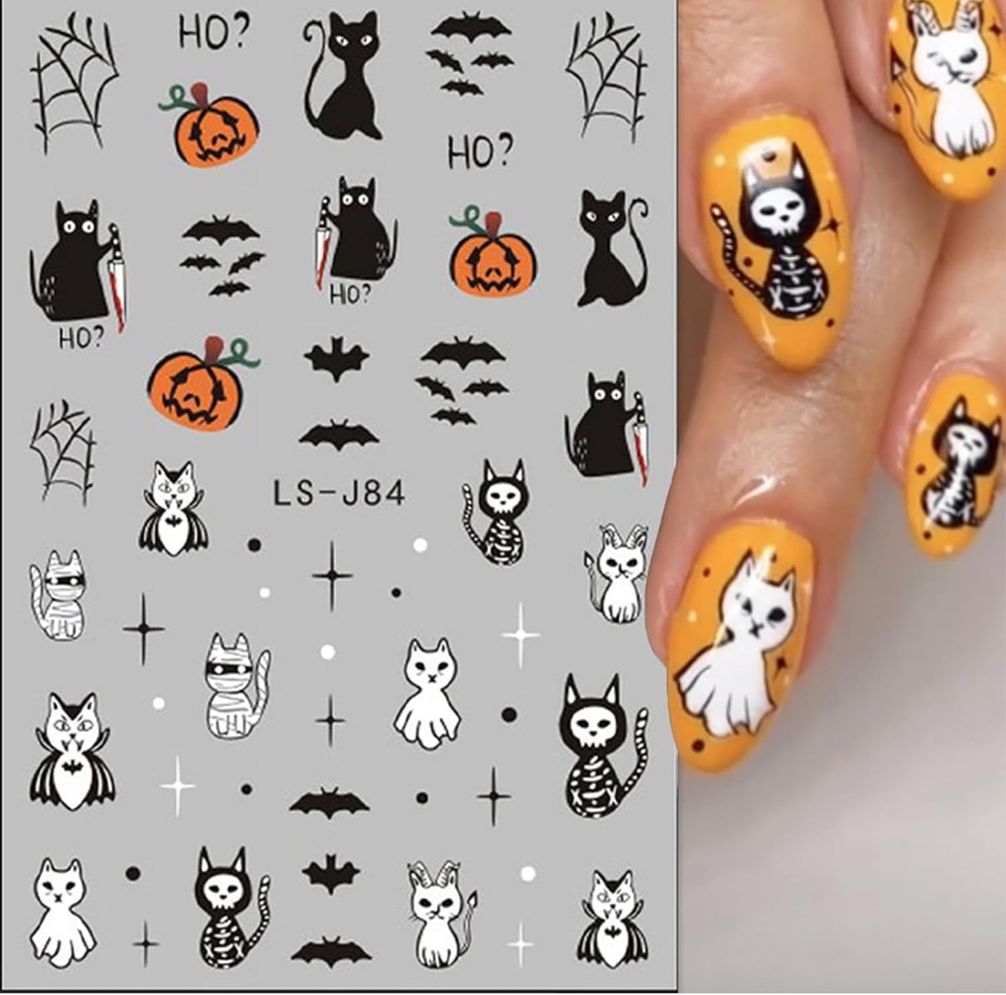 Nagelsticker Halloween, 8 Blätter Halloween Nagelsticker, Kürbis Nail Sticker, Nail Art, Nagel Charms, Nagel Zubehör, Nageldesign, Natale (tipo A)