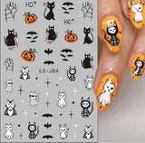 Nagelsticker Halloween, 8 Blätter Halloween Nagelsticker, Kürbis Nail Sticker, Nail Art, Nagel Charms, Nagel Zubehör, Nageldesign, Natale (tipo A)