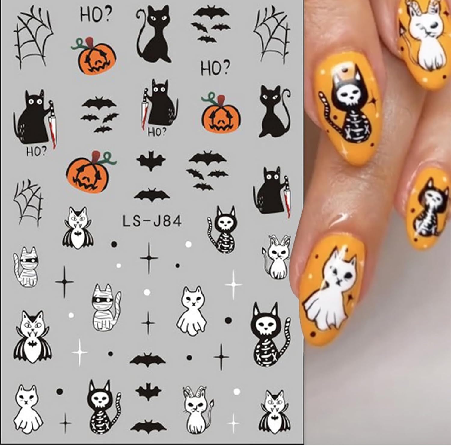 Nagelsticker Halloween, 8 Blätter Halloween Nagelsticker, Kürbis Nail Sticker, Nail Art, Nagel Charms, Nagel Zubehör, Nageldesign, Natale (tipo A)