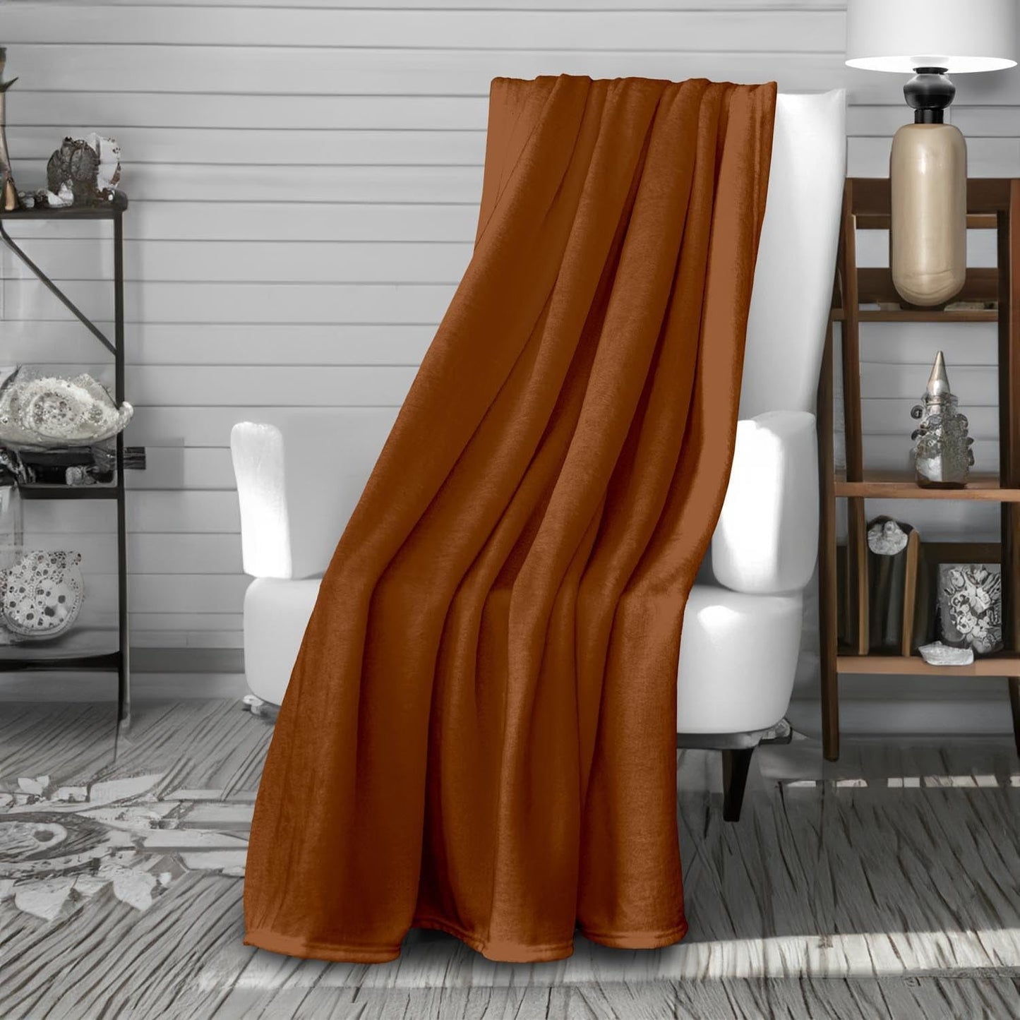Soleil D'Ocre, coperta in flanella, 180 X 220 Cm, Calin Terra Piumini e trapunte Naty Shop