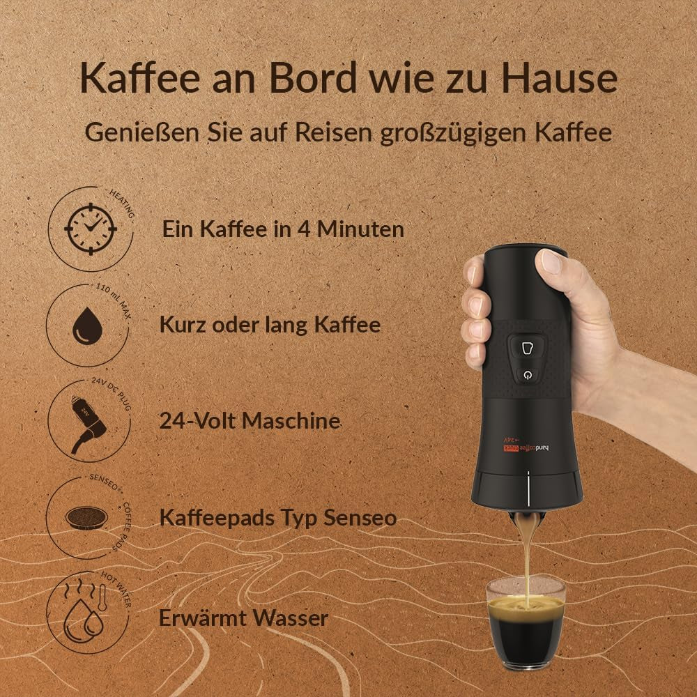 Handpresso - Carrello Handcoffee 21010 | Macchina per caffè espresso con capsule Senseo per camion 24V | Macchina per caffè espresso per camion 24 V, macchina per caffè espresso a capsule da viaggio | Macchina per caffè espresso da camion 24V da viaggio