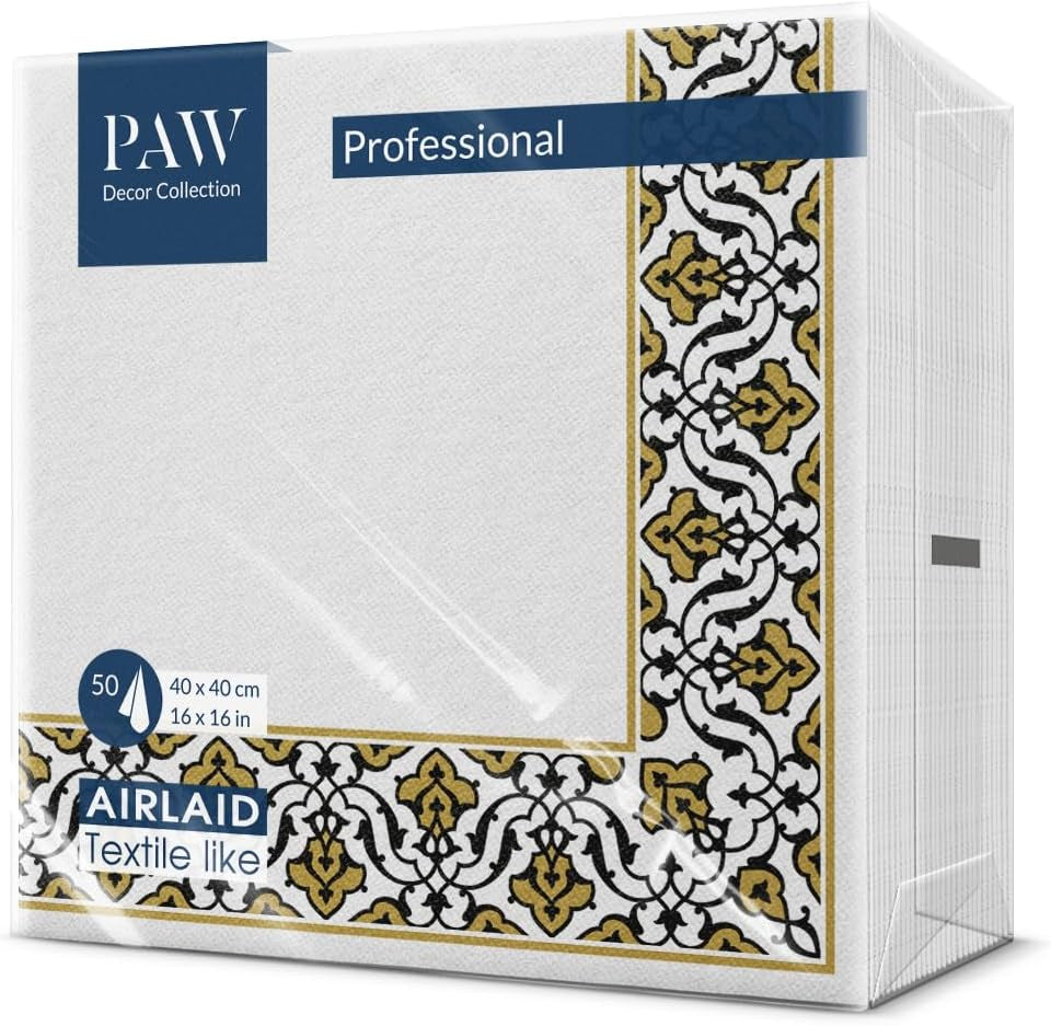 PAW - Tovaglioli Airlaid - Simil-stoffa (40 X 40 cm) I 50 pezzi I Per funerali, feste funebri, funerali, addio I Tovaglioli di stoffa per decorazioni da tavola di alta qualità - Fiore della memoria I Fiore della memoria