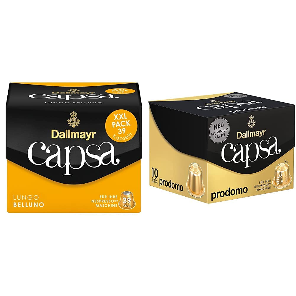 Capsa Lungo Belluno XXL, 39 capsule compatibili Nespresso, confezione 1 (1 x 218 g) e Capsa prodomo, 56g