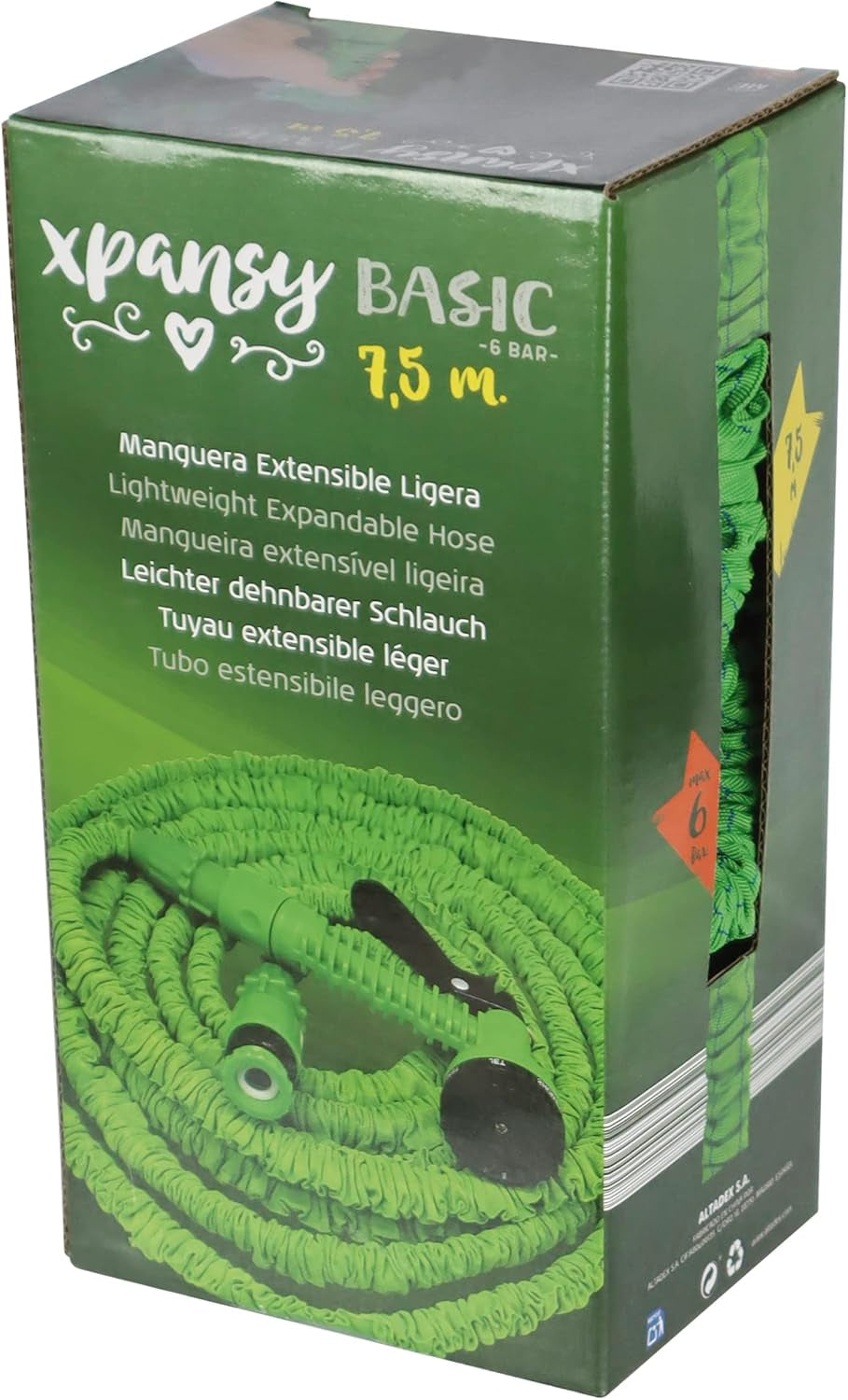 C2607A Hose Basic – Tubo estensibile con pressione acqua, verde, 7,5 metri