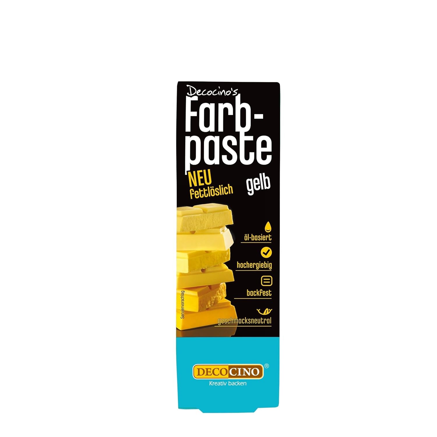 DECOCINO Pasta colorante liposolubile gialla - 15 g - Colorante alimentare a base di olio, ideale per colorare cioccolato, crema al burro, fondente o pasta per biscotti