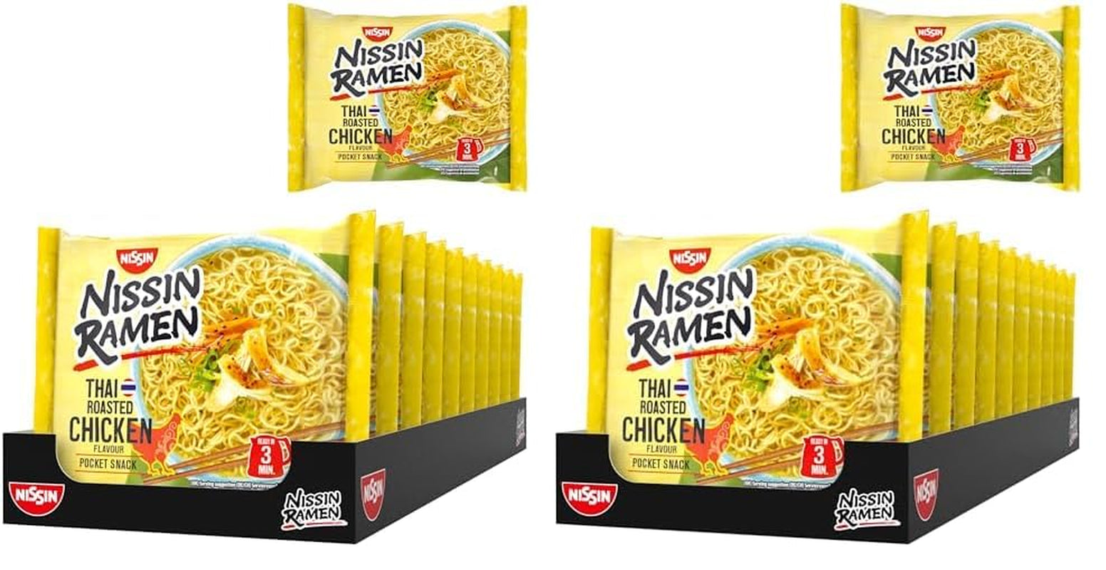 Nissin Ramen - Pollo al forno tailandese Confezione da 10 noodles istantanei in stile asiatico Ricetta tailandese Cibo asiatico facile e veloce (10 x 65 g)