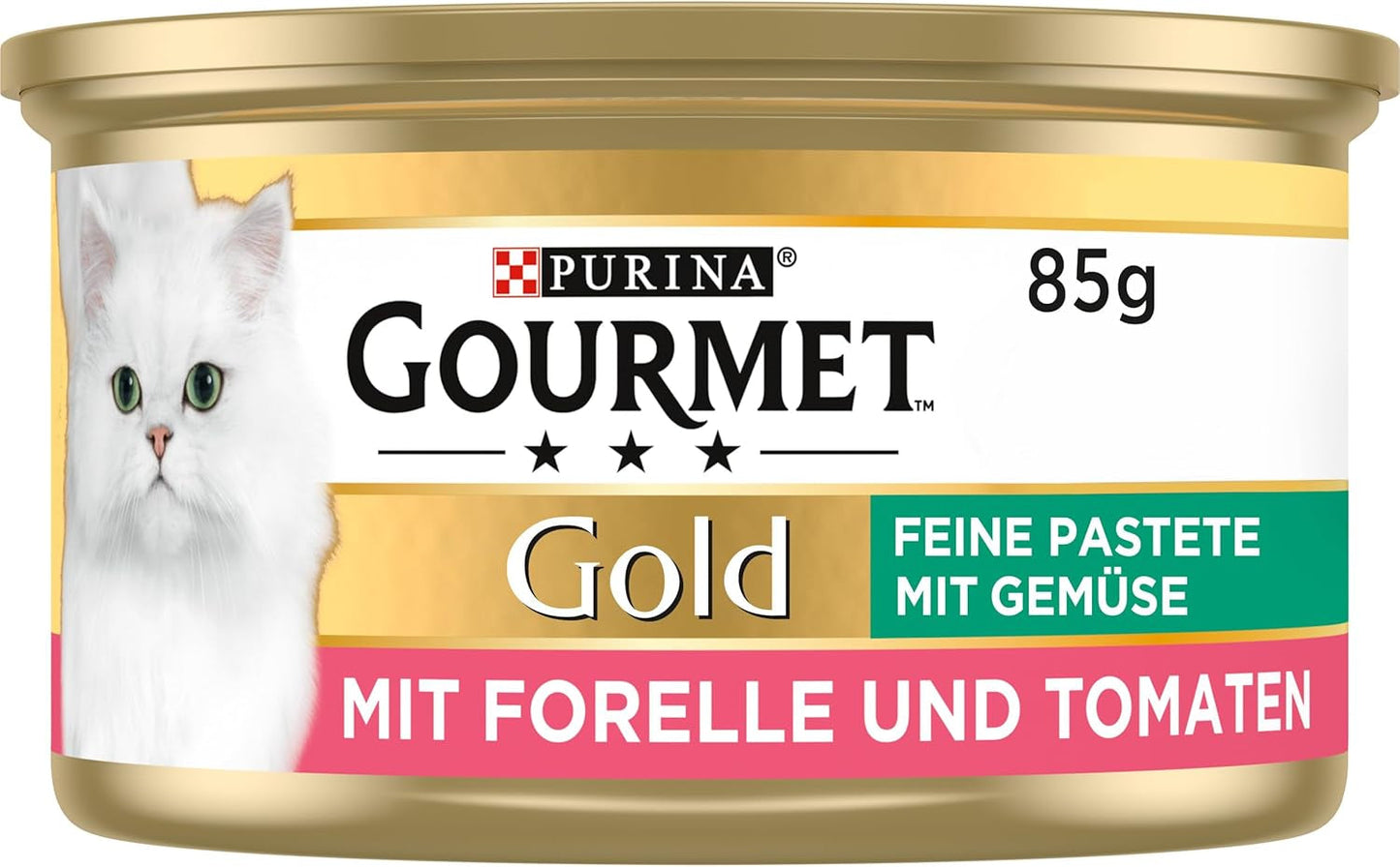 Fine Pate Gourmet Gold con Verdure, Cibo Umido per Gatti con Trota e Pomodoro, Confezione da 12 (12 x 85g)