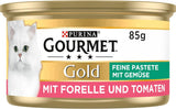 Fine Pate Gourmet Gold con Verdure, Cibo Umido per Gatti con Trota e Pomodoro, Confezione da 12 (12 x 85g)