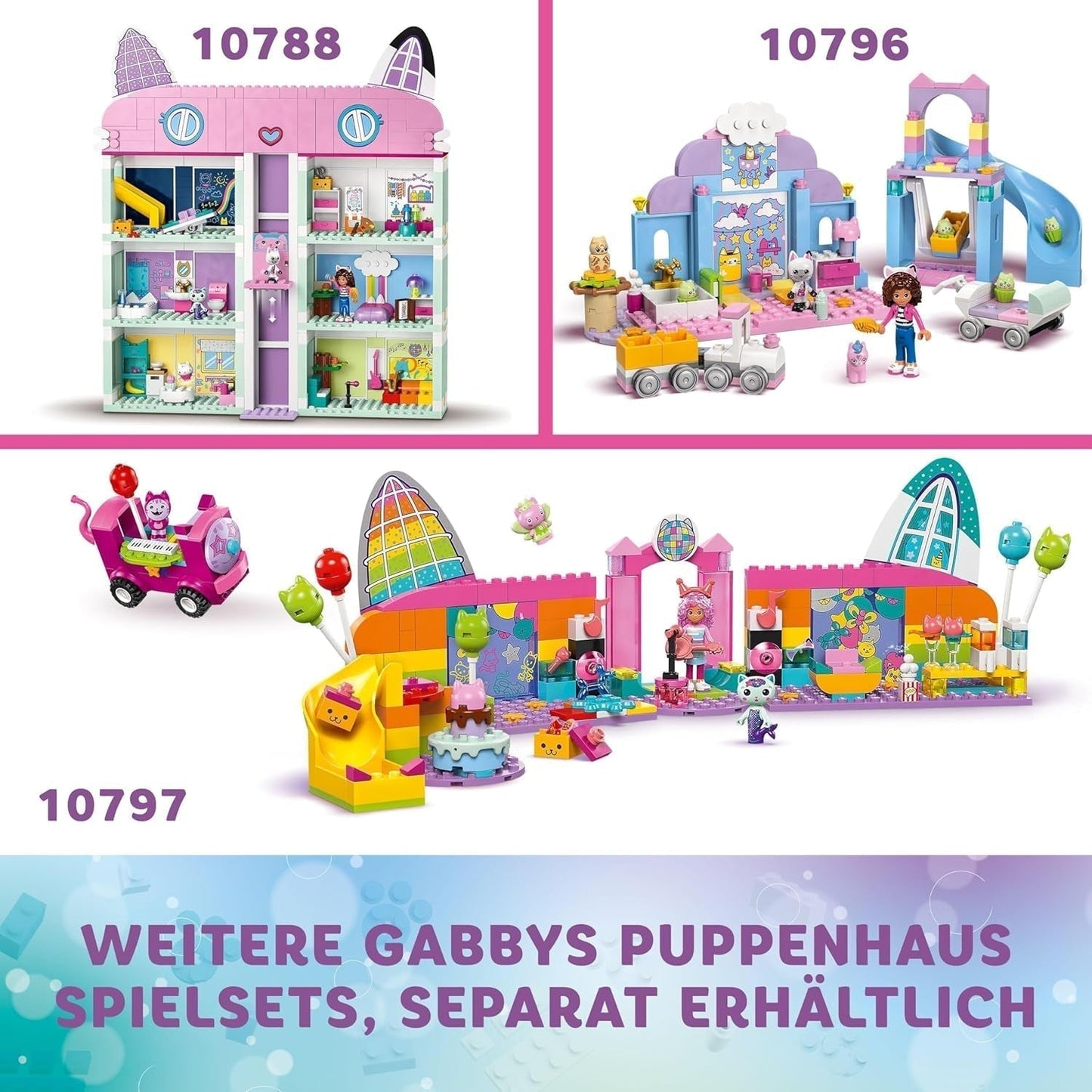 LEGO 4+ Casa delle bambole di Gabby Le orecchie da gattino di Gabby Set di animali da gioco Giocattolo per bambini con scivolo e figure Regalo per ragazze e ragazzi Giocattolo di gioco creativo 10796 Set da costruzione Beuche den LEGO-Store