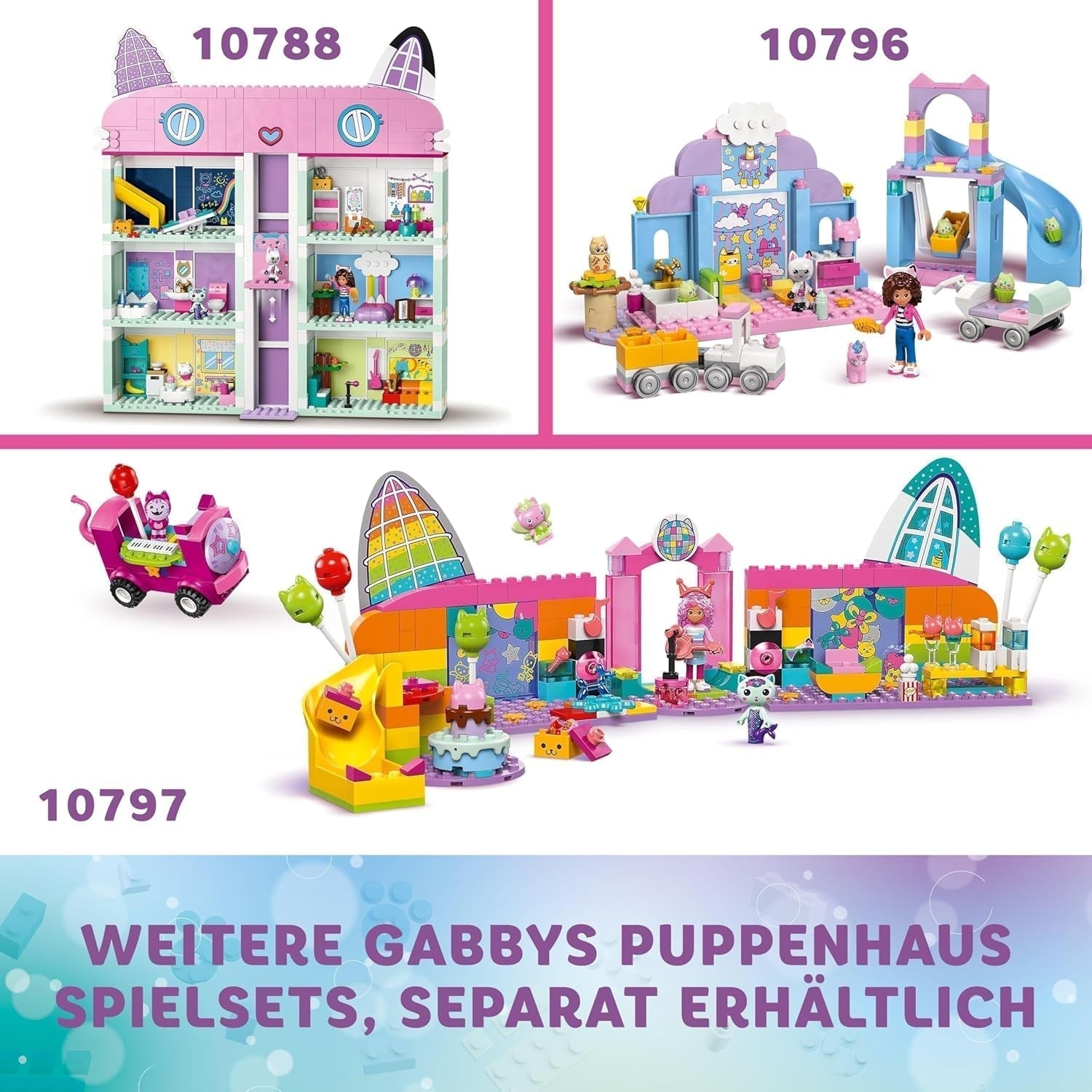 LEGO 4+ Casa delle bambole di Gabby Le orecchie da gattino di Gabby Set di animali da gioco Giocattolo per bambini con scivolo e figure Regalo per ragazze e ragazzi Giocattolo di gioco creativo 10796 Set da costruzione Beuche den LEGO-Store