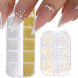 GZMAYUEN Nail Art Perle Micro Caviar Per Nägel, 0.3-3Mm Goldene Silber Mini Caviar Strasssteine, Weiß Beige Mini Nägel Perle Mikroperlen Dekor Per Nägel