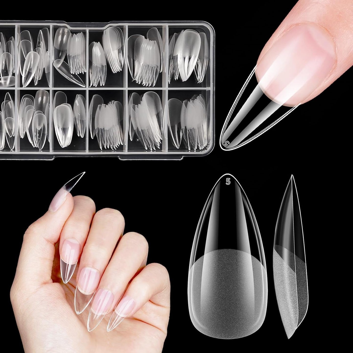 Unghie finte corte Ballerina 120 pezzi Colla su 12 misure Unghie artificiali corte Gel morbido Copertura completa Punte per unghie per unghie corte in gel S