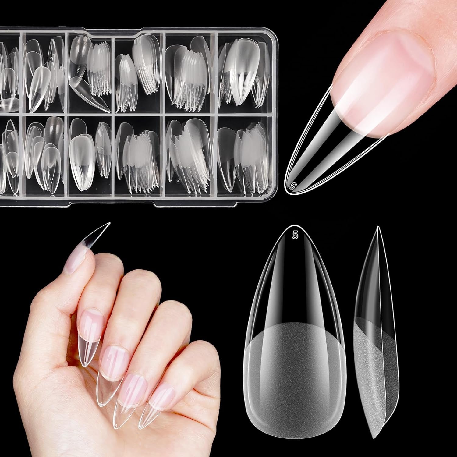 Unghie finte corte Ballerina 120 pezzi Colla su 12 misure Unghie artificiali corte Gel morbido Copertura completa Punte per unghie per unghie corte in gel S