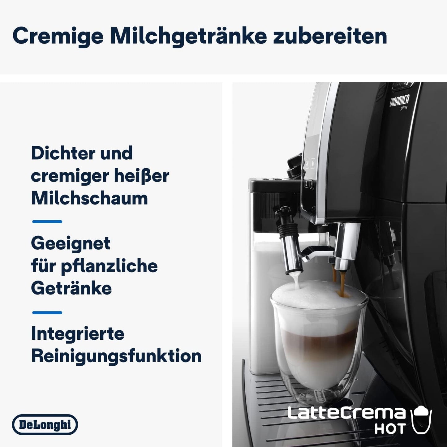 De'Longhi Dinamica Plus ECAM 370.70.B Macchina per caffè espresso completamente automatica con sistema LatteCrema, cappuccino ed espresso, touch screen a colori TFT da 3,5 pollici e controllo app, funzione caffè, nero