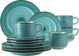 Prospero Set da caffè Premium per 4, Qualità da ristorante, Servizio da caffè moderno da 12 pezzi in stile vintage unico, Porcellana resistente, Blu