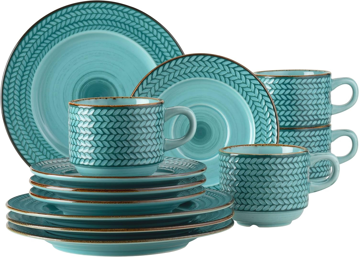 Prospero Set da caffè Premium per 4, Qualità da ristorante, Servizio da caffè moderno da 12 pezzi in stile vintage unico, Porcellana resistente, Blu