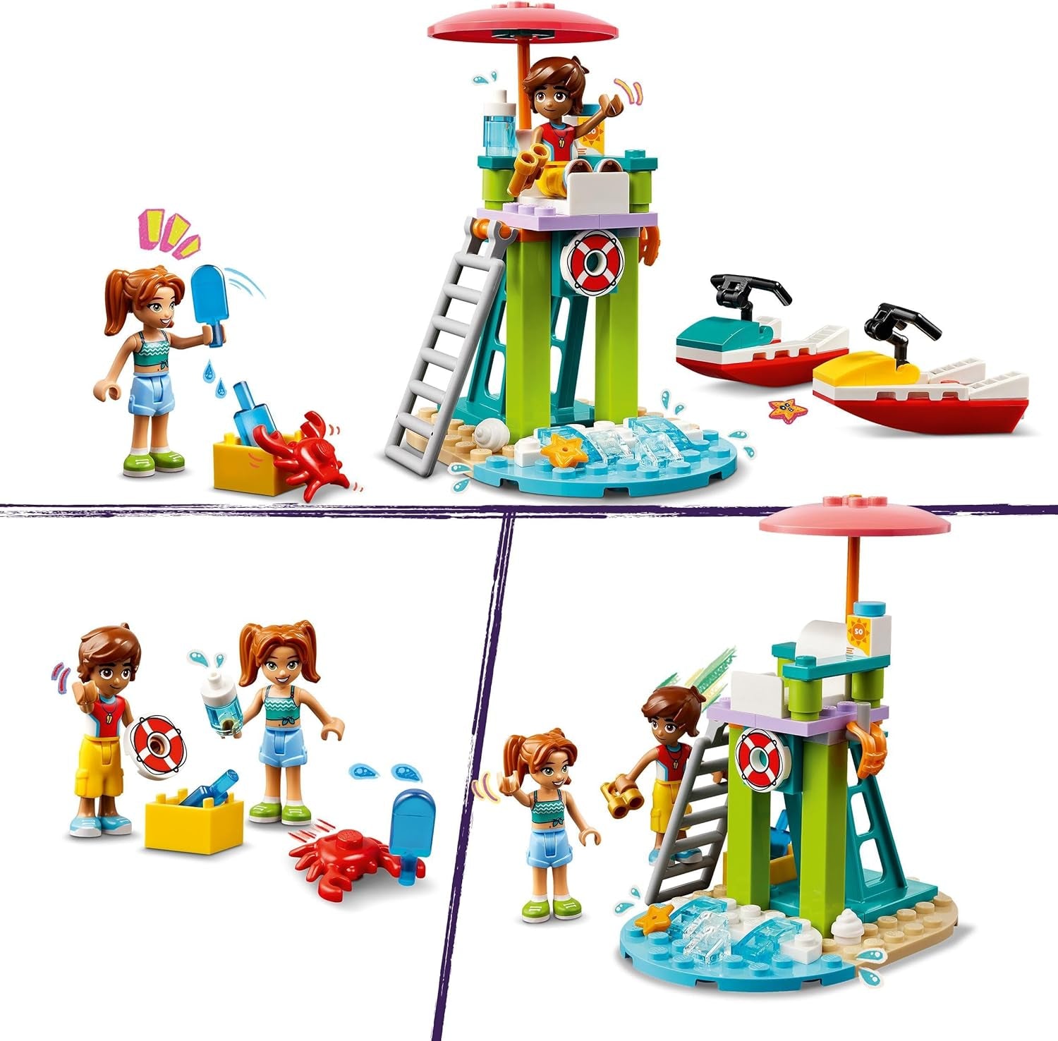 Torre di osservazione del bagnino LEGO Friends con moto d'acqua, giocattolo per bambini, idea regalo per ragazze e ragazzi dai 5 anni con 2 personaggi e un delfino, giocattolo di moto d'acqua 42623 Set da costruzione Besuche den LEGO-Store