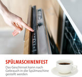 alpina Geschirrset 8 Personen - 40-teiliges Steingut Geschirr - Teller Set mit Speiseteller, Schalen und Kaffeebecher - Camping Geschirr - Mikrowelle- und Spülmaschinengeeignet - Weiß
