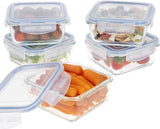 Max Home Confezione da 8 contenitori ermetici in vetro per microonde, portapranzo in vetro, contenitori per alimenti richiudibili, contenitori per alimenti con coperchio trasparente da 550 ml (16538) Scatole per la conservazione degli alimenti Naty Shop