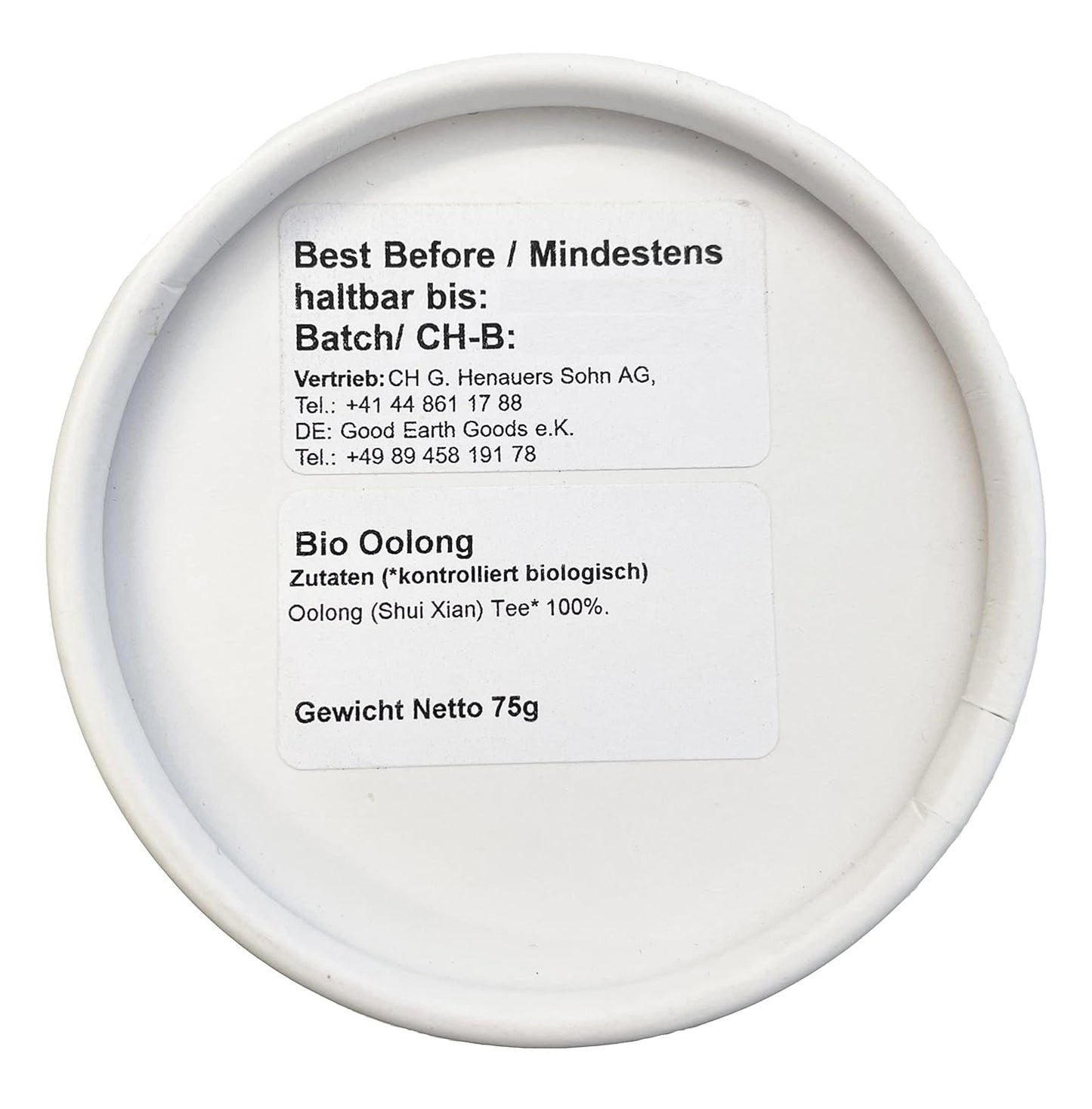 Oolong biologico (Shui Xian), confezione da 1 (1 x 75 g)