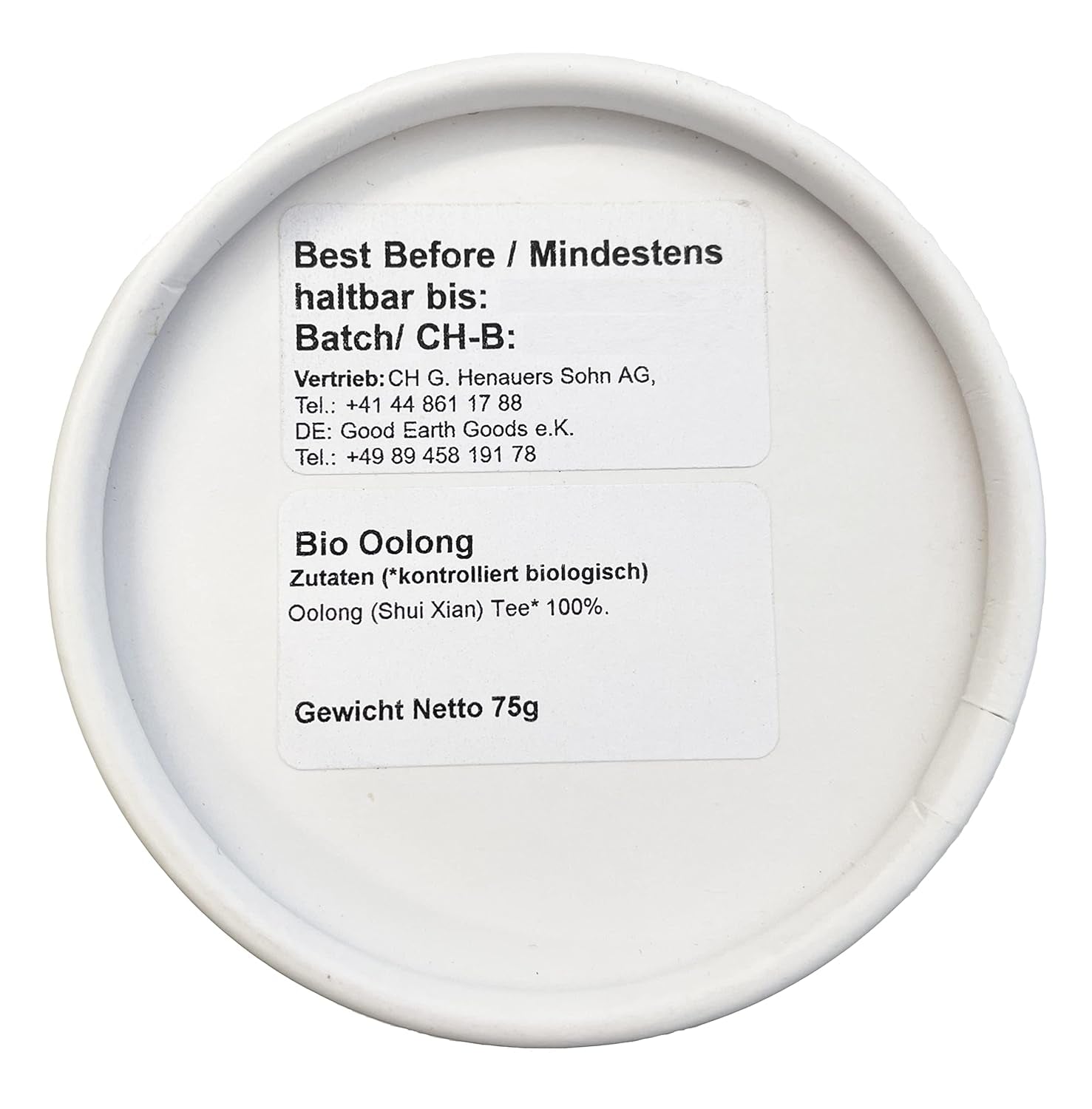 Oolong biologico (Shui Xian), confezione da 1 (1 x 75 g)