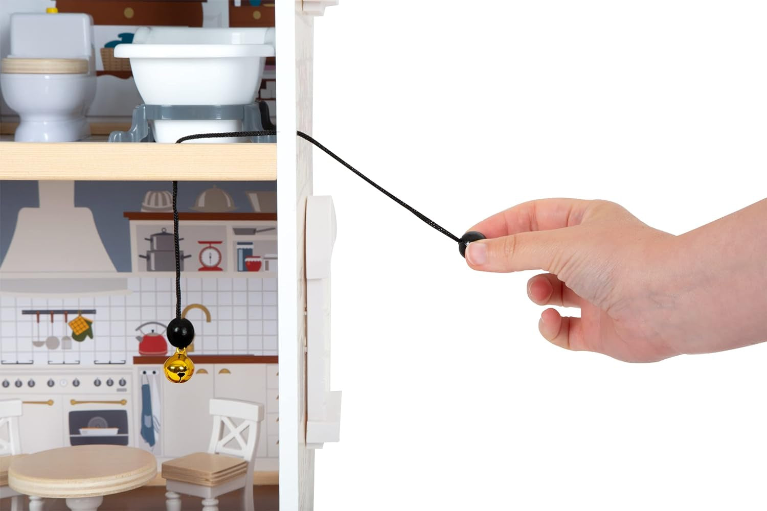 Casa delle bambole Small Foot Casa a schiera in legno a 3 piani con facciata aperta e 12 mobili per 3 anni e oltre 11802 Case delle bambole Bianco Grigio Naty Shop