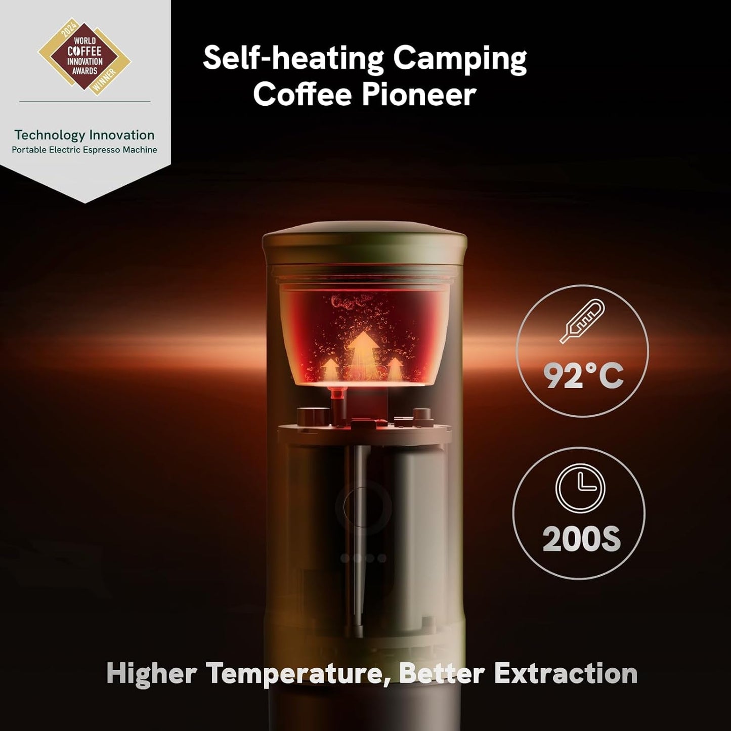 OutIn Nano Macchina per caffè espresso elettrica portatile, caffettiera da campeggio, USB-C autoriscaldante, compatibile con caffè macinato e capsule NS
