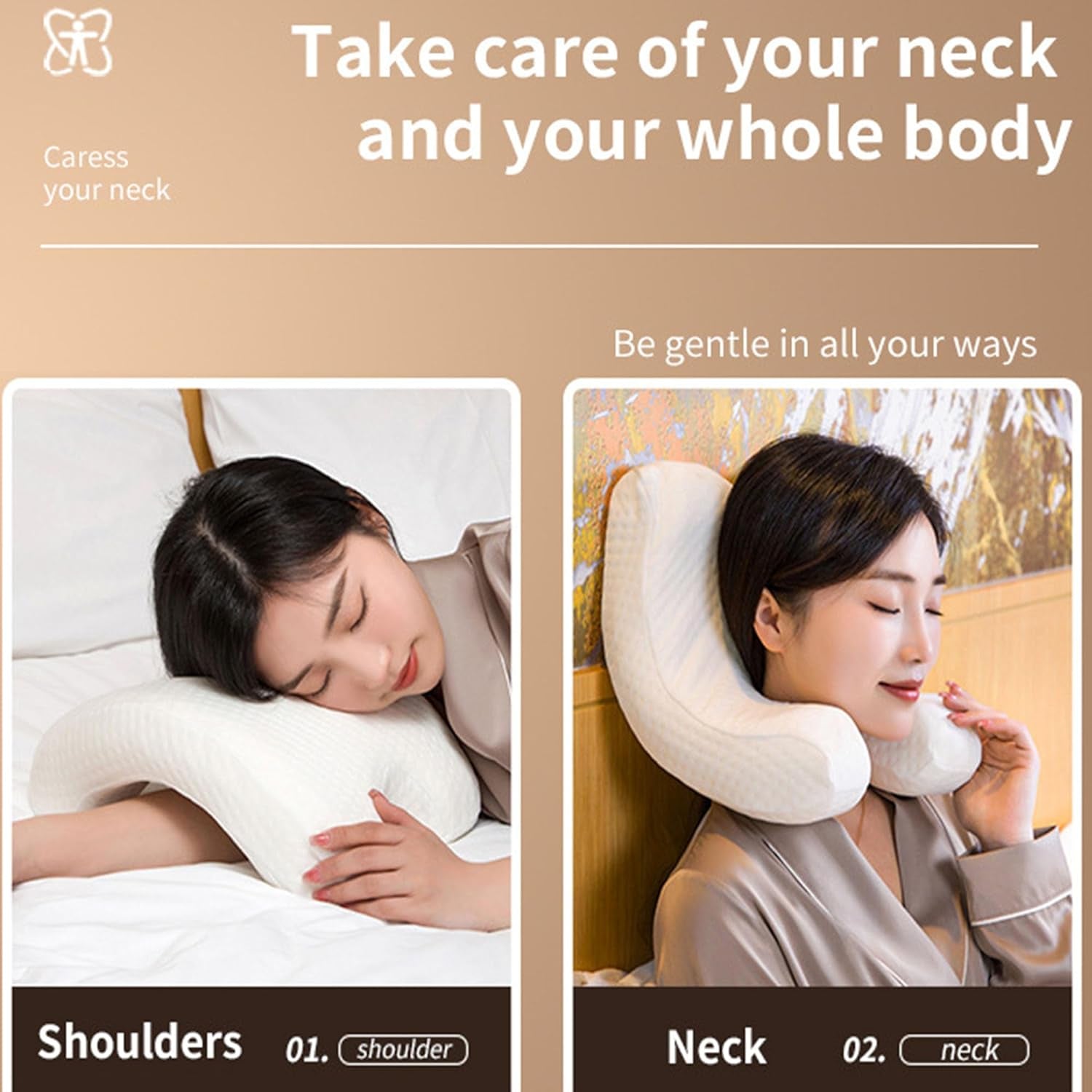 MINGZE Cuscino per Collo in Memory Foam Multifunzionale, Cuscino per Collo a Forma di U con Arco, Cuscino per Dormire a Rimbalzo Lento Cuscino per Pressione di Rimbalzo, Cuscino in Seta di Ghiaccio per Protezione di Mani e Collo Cuscini Ortopedici Cervicali Naty Shop