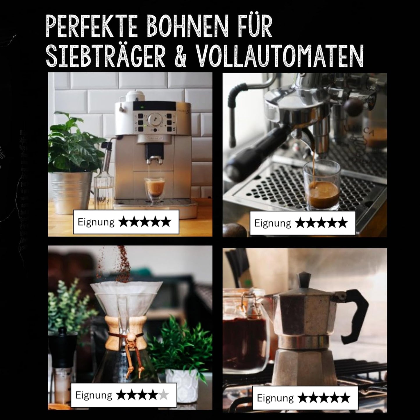 - Kaffeebohnen 2kg - Geröstet extra lento - wenig Säure und Bitterstoffe - Barista-Qualität - Finest Cream - Best Espresso für Fullyautomaten - 4 x 500 g